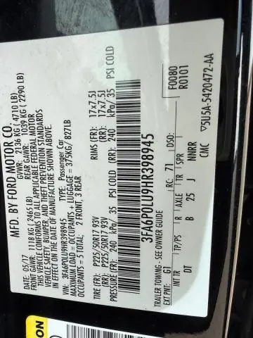 2017 FORD FUSION SE HYBRID  