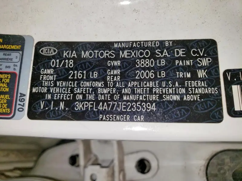 2018 KIA FORTE LX  