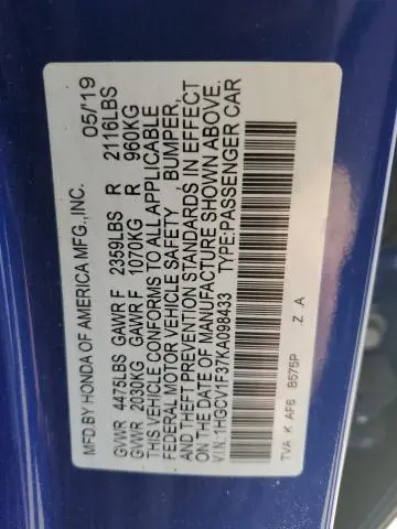 2019 HONDA ACCORD SPORT  