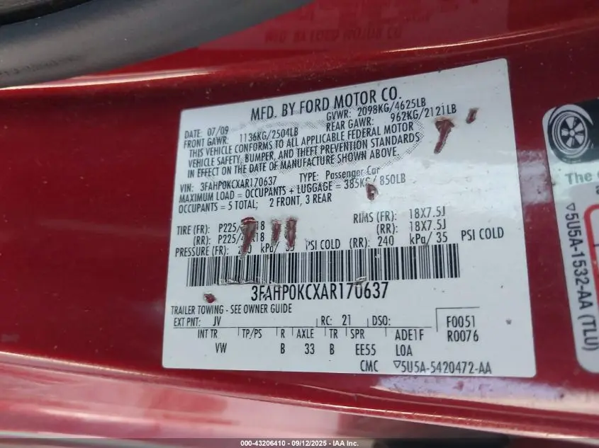 2010 FORD FUSION SPORT