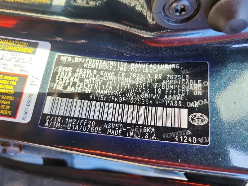2015 TOYOTA CAMRY SE  