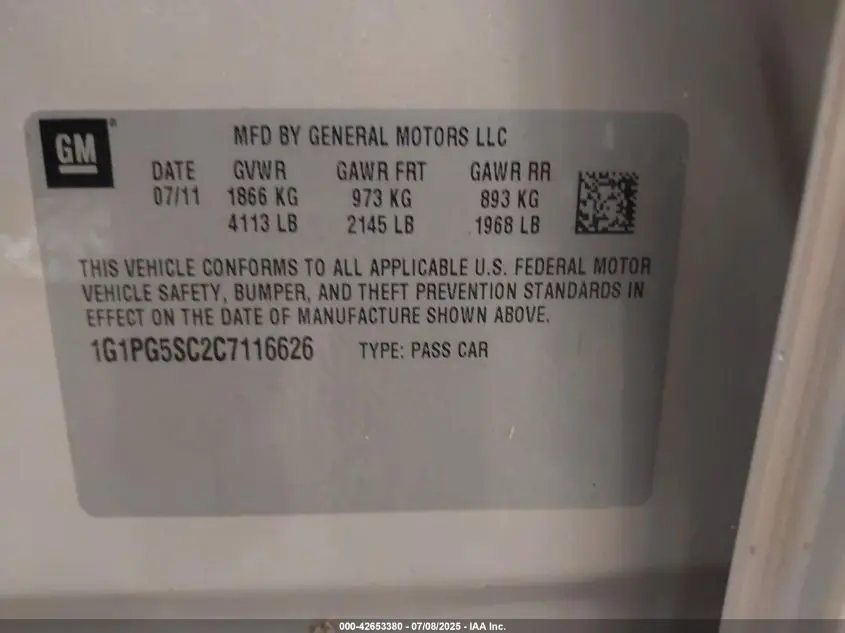2012 CHEVROLET CRUZE 2LT