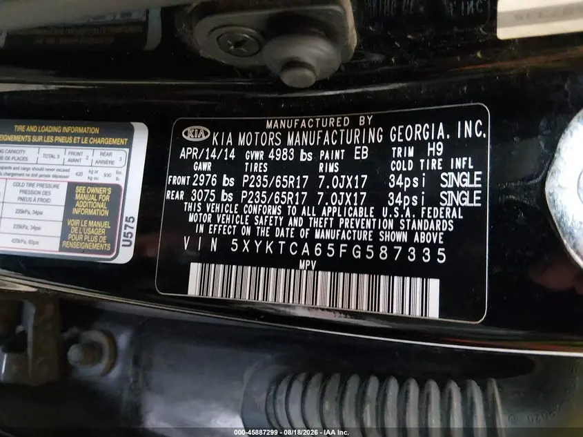 2015 KIA SORENTO LX