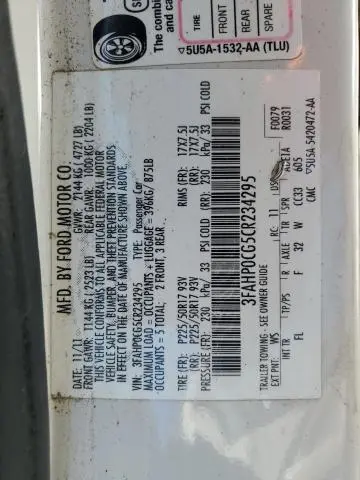 2012 FORD FUSION SEL  