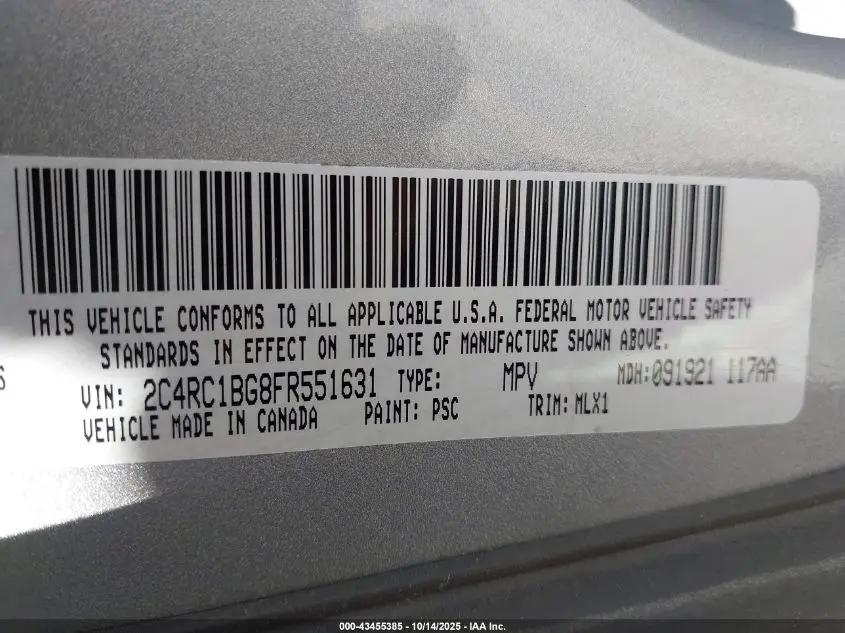 2015 CHRYSLER TOWN & COUNTRY TOURING