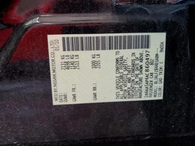 2010 NISSAN MAXIMA S  
