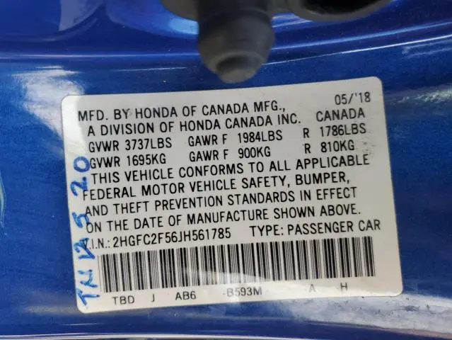 2018 HONDA CIVIC LX  