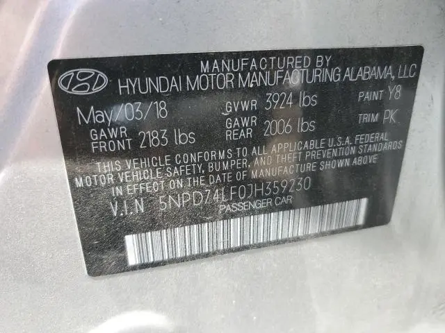 2018 HYUNDAI ELANTRA SE