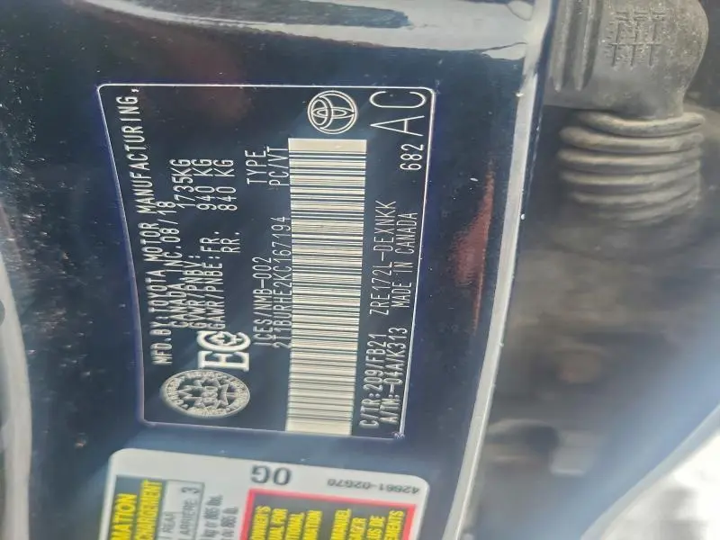 2019 TOYOTA COROLLA L  