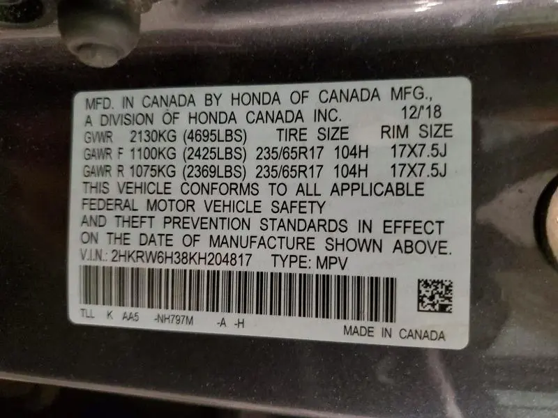 2019 HONDA CR-V LX  