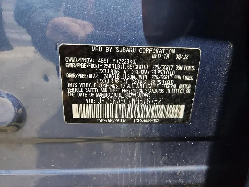 2022 SUBARU FORESTER PREMIUM  