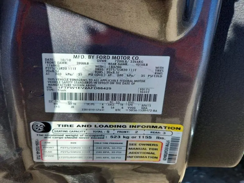 2010 FORD F150 SUPERCREW  