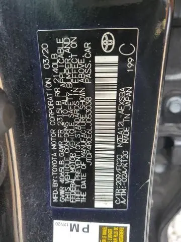 2020 TOYOTA COROLLA SE  
