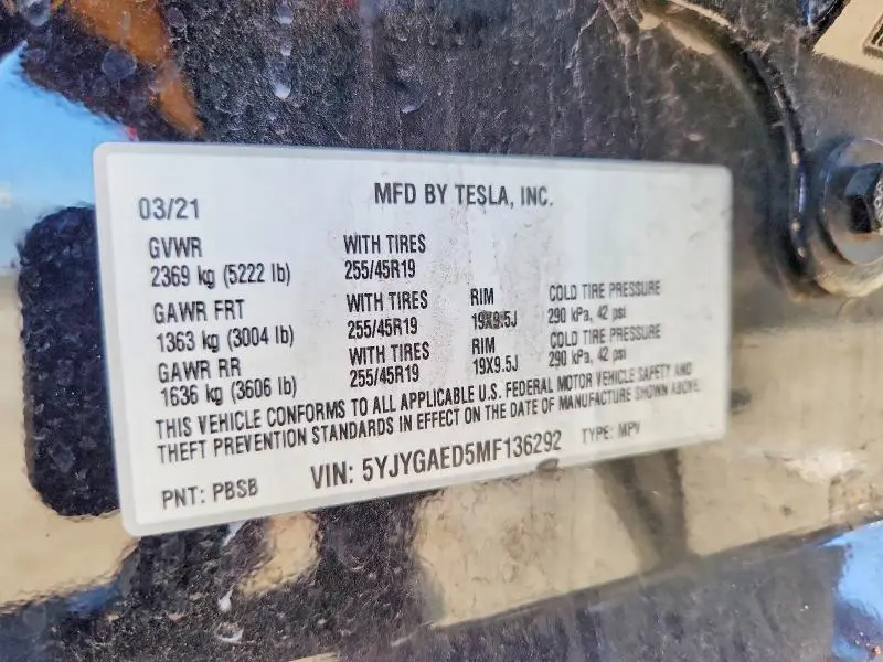 2021 TESLA MODEL Y   