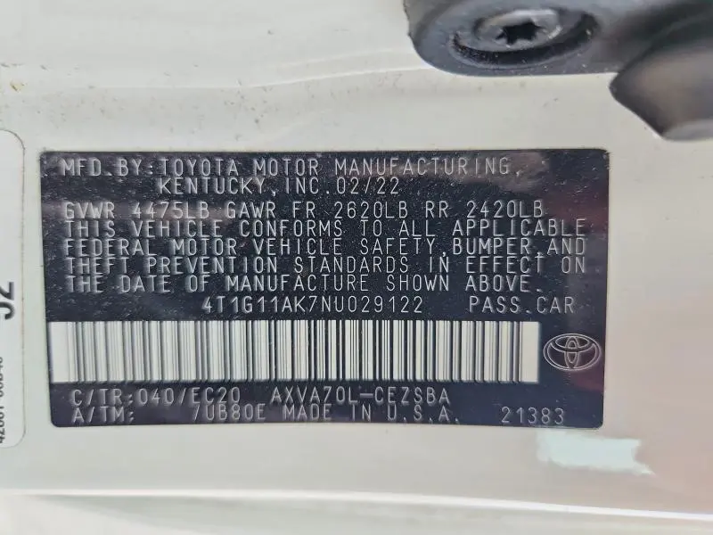2022 TOYOTA CAMRY SE NIGHTSHADE  