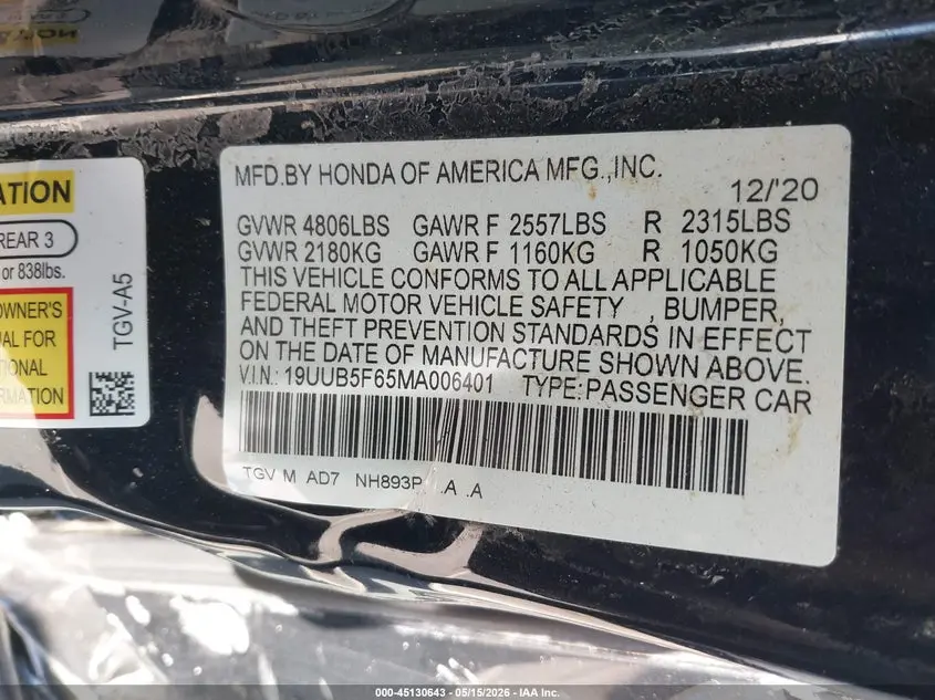 2021 ACURA TLX ADVANCE PACKAGE