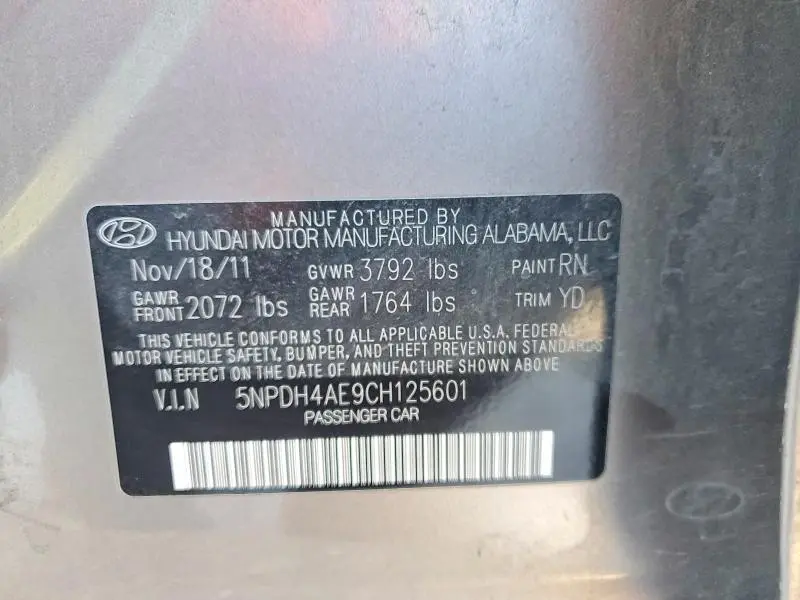 2012 HYUNDAI ELANTRA GLS  