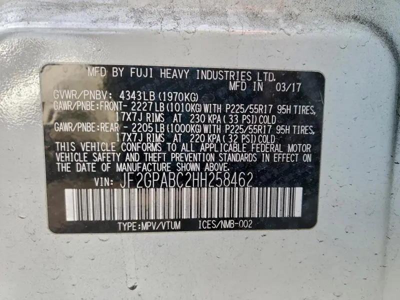 2017 SUBARU CROSSTREK PREMIUM  