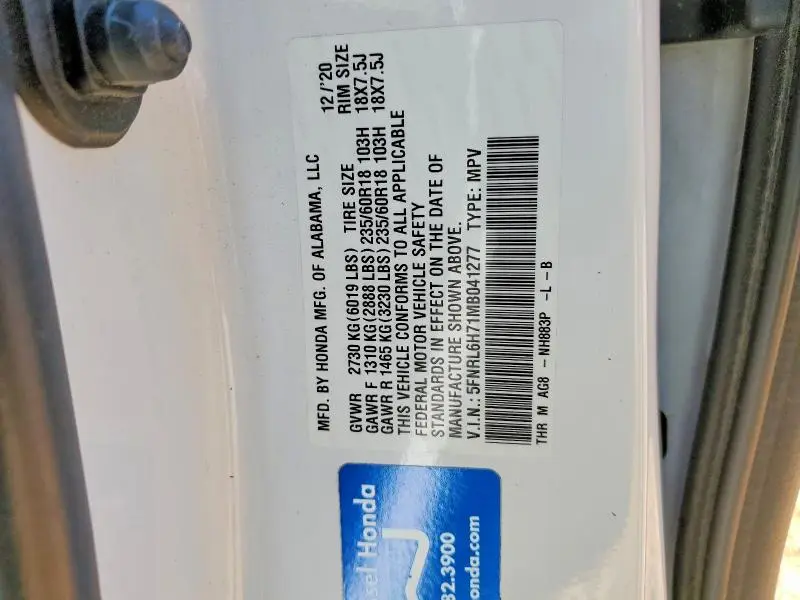2021 HONDA ODYSSEY EXL  