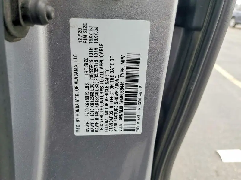 2021 HONDA ODYSSEY TOURING  