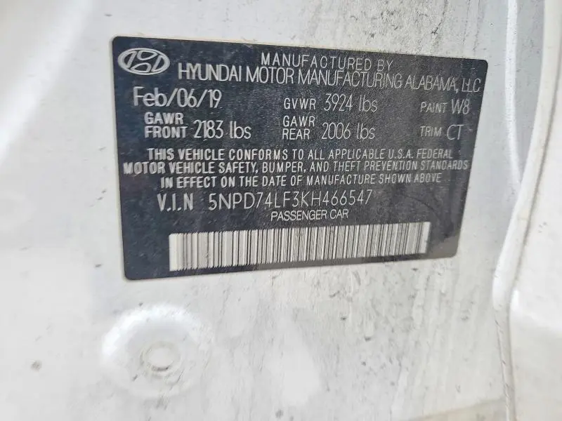 2019 HYUNDAI ELANTRA SE  