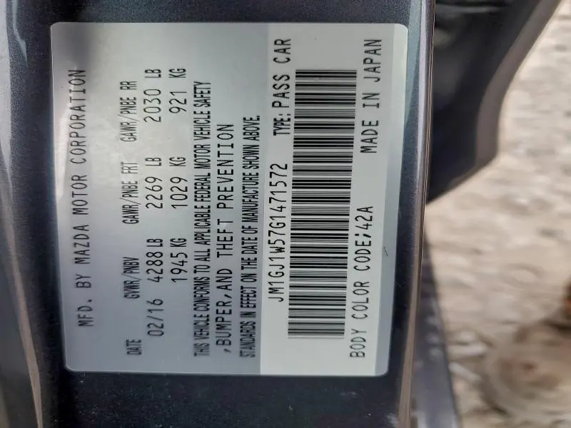 2016 MAZDA 6 GRAND TOURING  