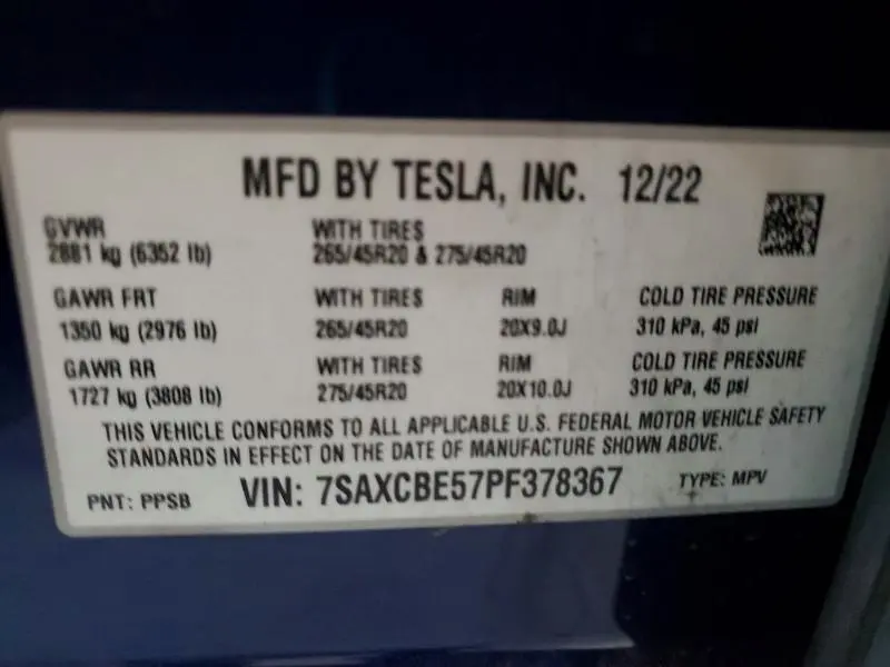 2023 TESLA MODEL X   