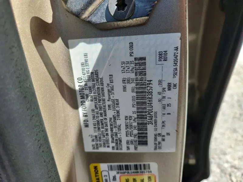 2017 FORD FUSION SE HYBRID  