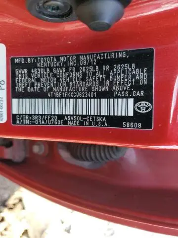 2012 TOYOTA CAMRY BASE  