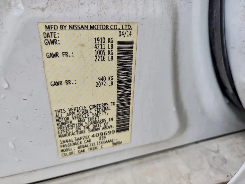 2014 NISSAN ALTIMA 2.5  