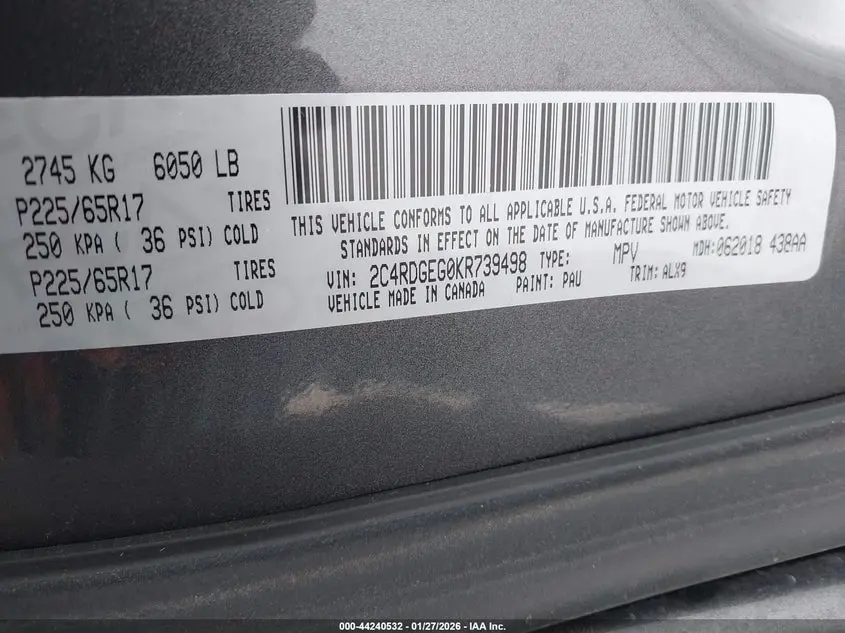 2019 DODGE GRAND CARAVAN GT