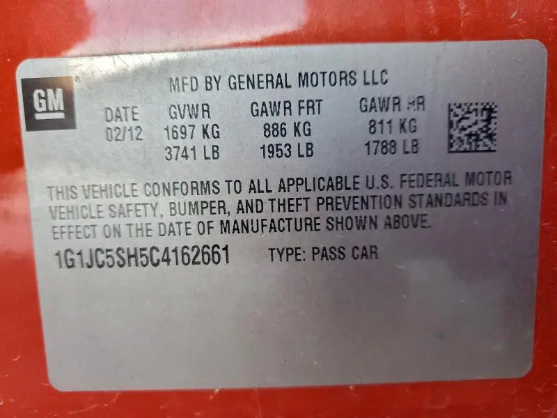 2012 CHEVROLET SONIC LT  