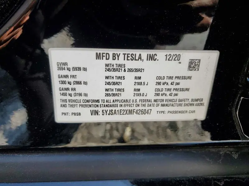 2021 TESLA MODEL S   