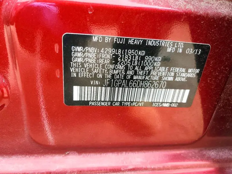 2013 SUBARU IMPREZA SPORT PREMIUM  