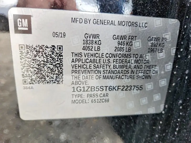 2019 CHEVROLET MALIBU LS  