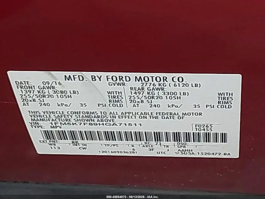 2017 FORD EXPLORER LIMITED