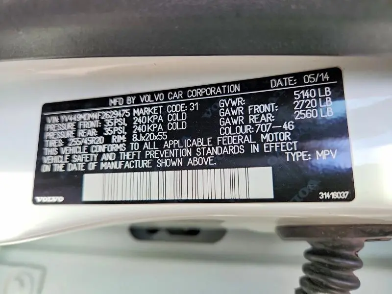 2015 VOLVO XC60 T6 PLATINUM  