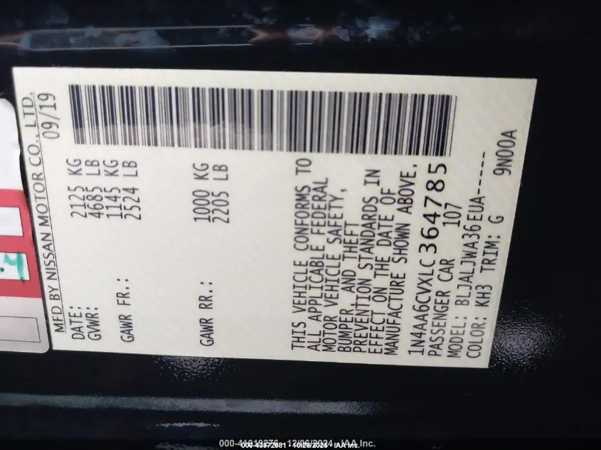 2020 NISSAN MAXIMA SV XTRONIC CVT