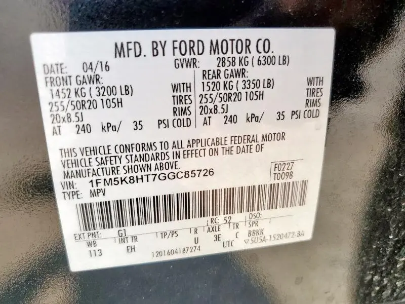 2016 FORD EXPLORER PLATINUM  