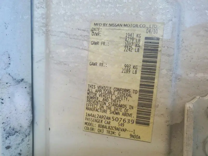 2010 NISSAN ALTIMA BASE  