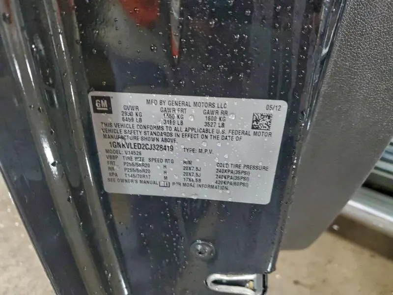 2012 CHEVROLET TRAVERSE LTZ  