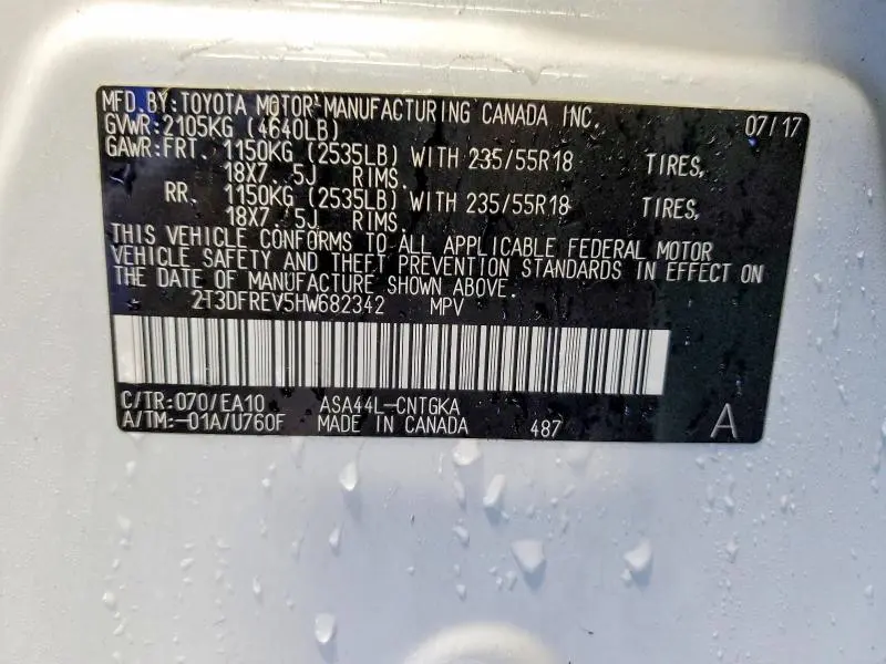 2017 TOYOTA RAV4 PLATINUM  