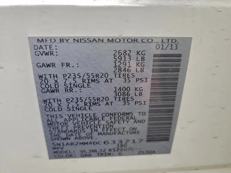 2013 NISSAN PATHFINDER S  