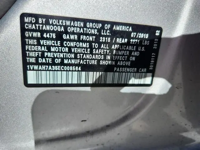 2014 VOLKSWAGEN PASSAT S  