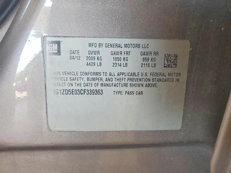 2012 CHEVROLET MALIBU 2LT  