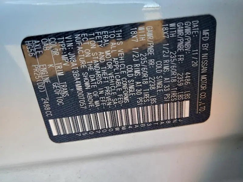 2021 NISSAN ROGUE SV  