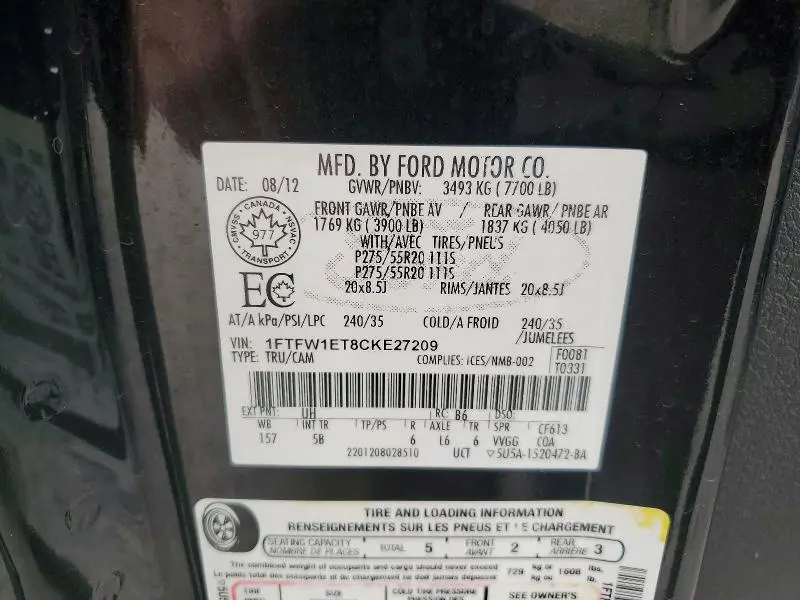 2012 FORD F150 SUPERCREW  