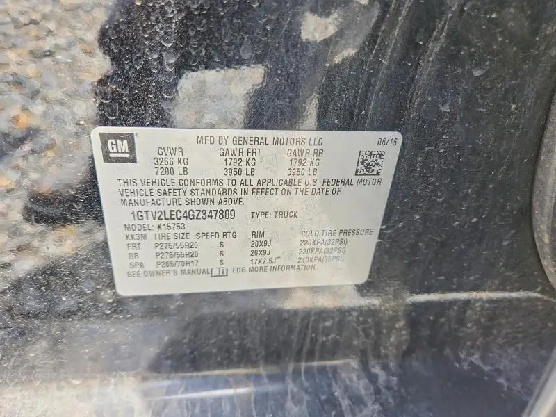 2016 GMC SIERRA K1500  