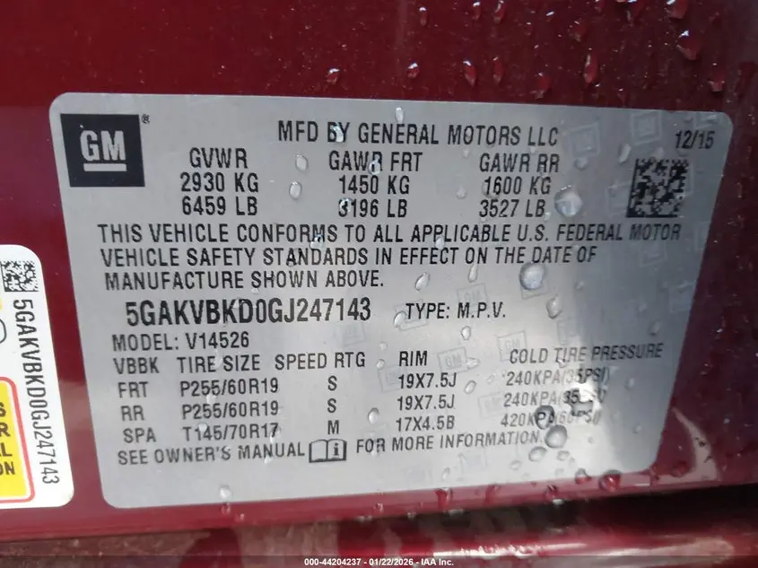 2016 BUICK ENCLAVE LEATHER