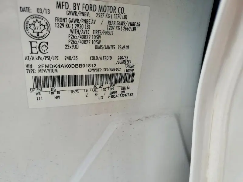 2013 FORD EDGE SPORT  